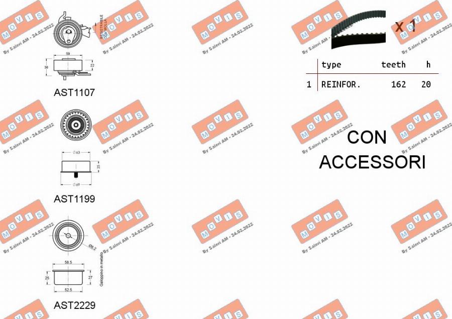 MOVIS ASTK0849 - Комплект ангренажен ремък vvparts.bg