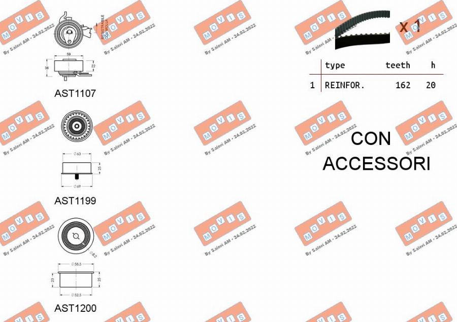 MOVIS ASTK0848 - Комплект ангренажен ремък vvparts.bg