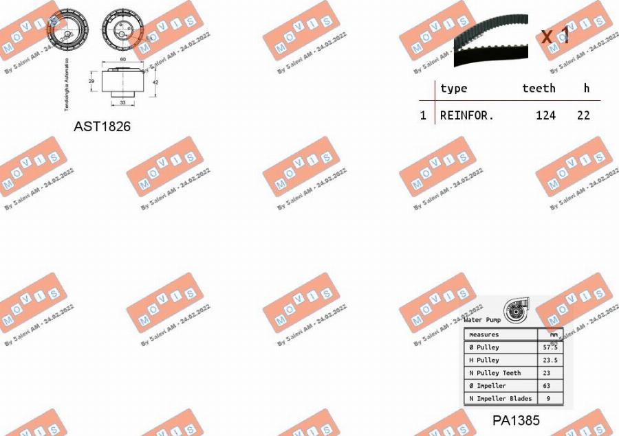 MOVIS ASTK0842PA2 - Водна помпа+ к-кт ангренажен ремък vvparts.bg