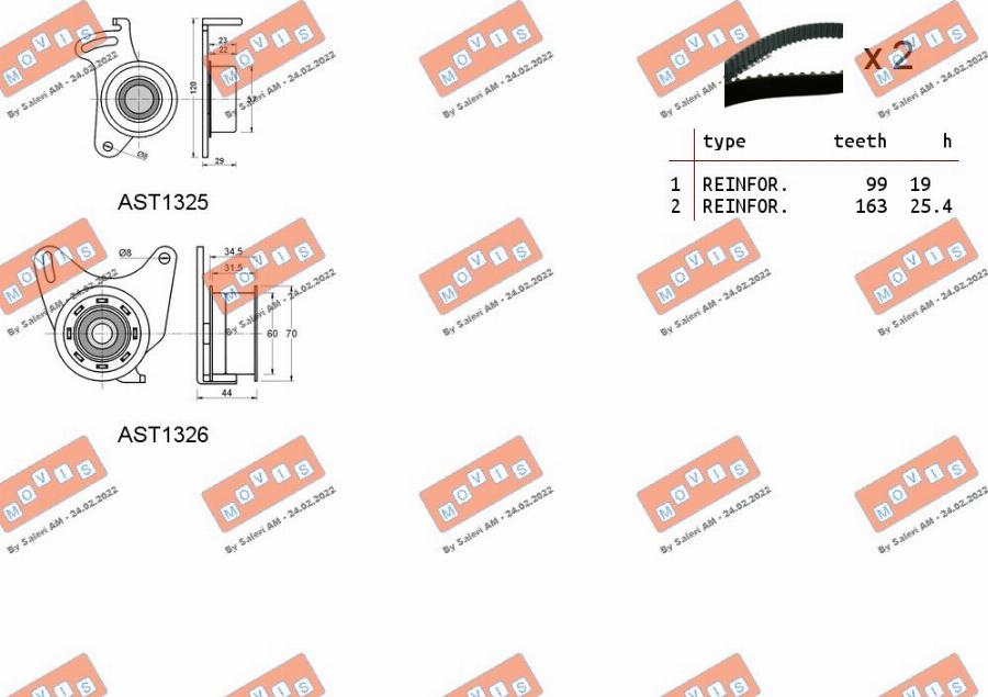 MOVIS ASTK0847 - Комплект ангренажен ремък vvparts.bg