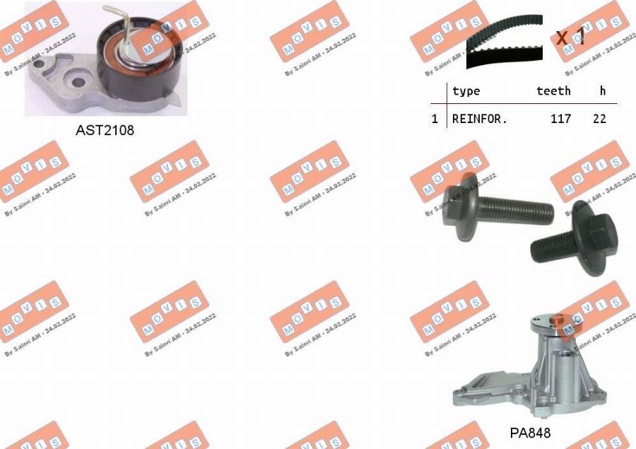 MOVIS ASTK0869PA - Водна помпа+ к-кт ангренажен ремък vvparts.bg