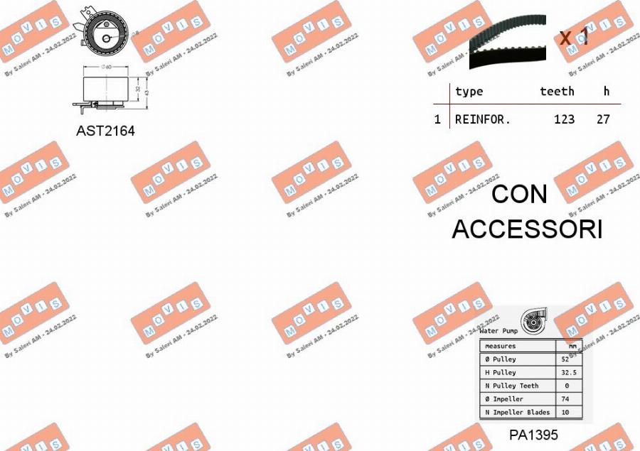 MOVIS ASTK0863PA2 - Водна помпа+ к-кт ангренажен ремък vvparts.bg