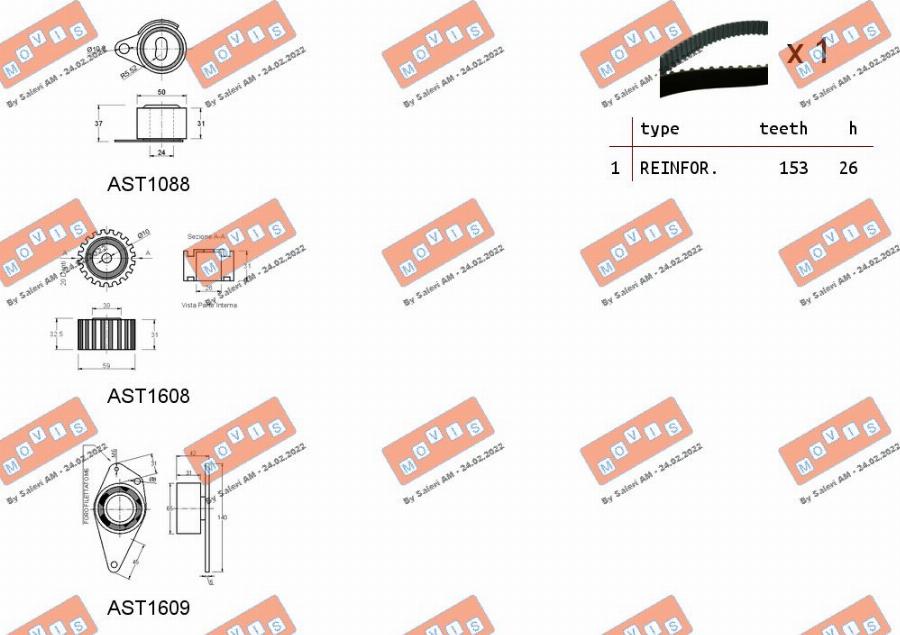 MOVIS ASTK0829 - Комплект ангренажен ремък vvparts.bg