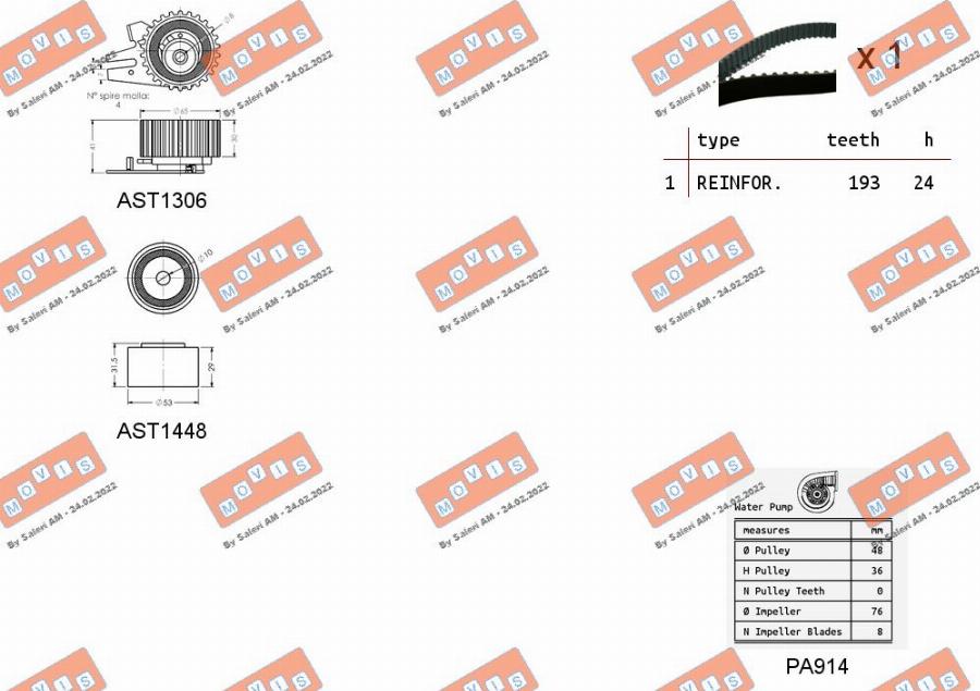 MOVIS ASTK0826PA - Водна помпа+ к-кт ангренажен ремък vvparts.bg