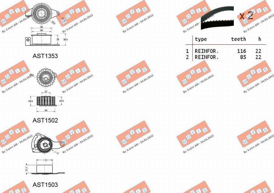 MOVIS ASTK0822 - Комплект ангренажен ремък vvparts.bg