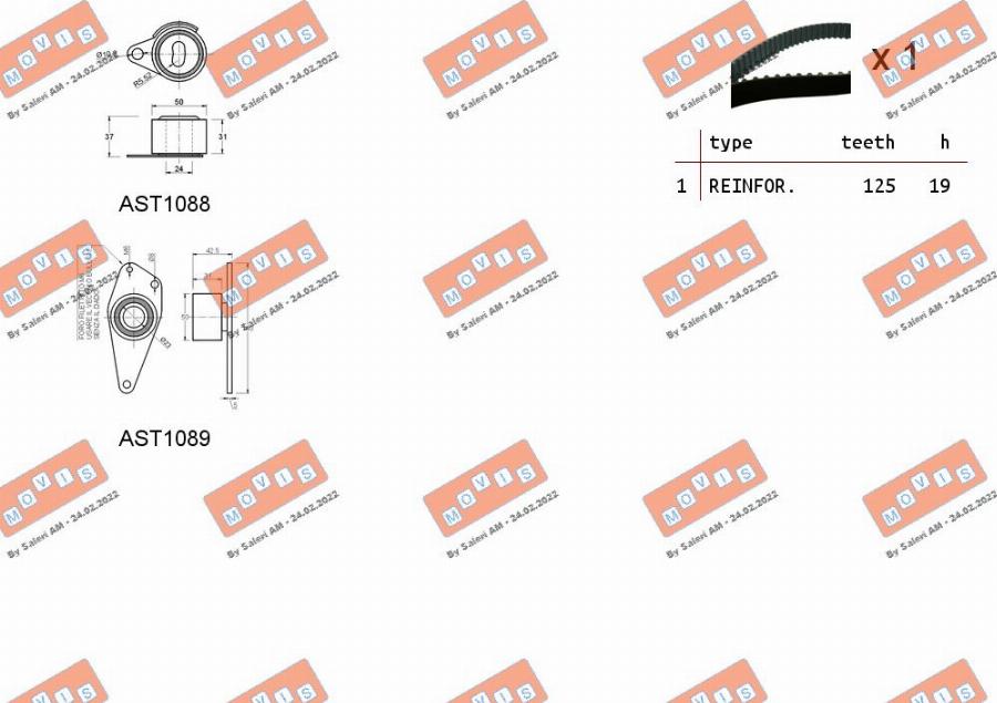 MOVIS ASTK0875 - Комплект ангренажен ремък vvparts.bg