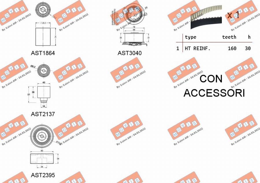 MOVIS ASTK1096 - Комплект ангренажен ремък vvparts.bg