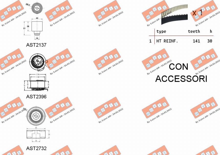 MOVIS ASTK1090 - Комплект ангренажен ремък vvparts.bg