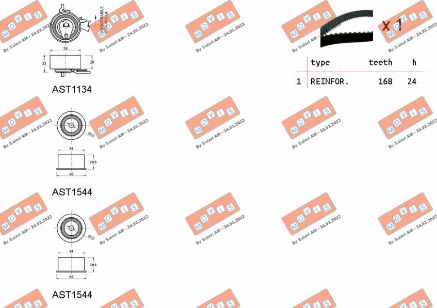 MOVIS ASTK1043 - Комплект ангренажен ремък vvparts.bg