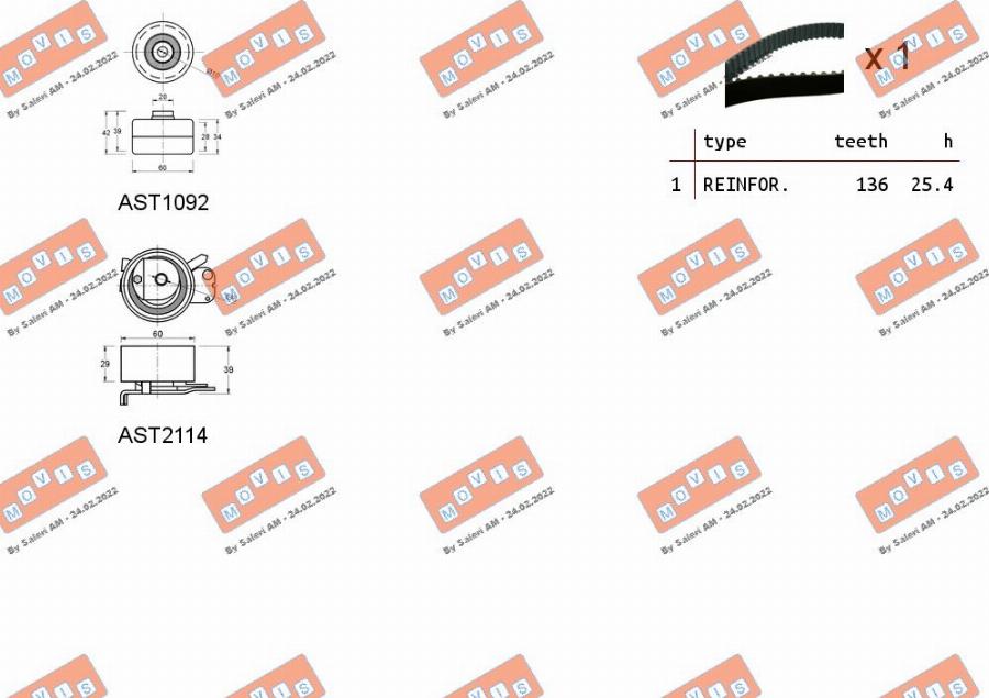 MOVIS ASTK1054 - Комплект ангренажен ремък vvparts.bg