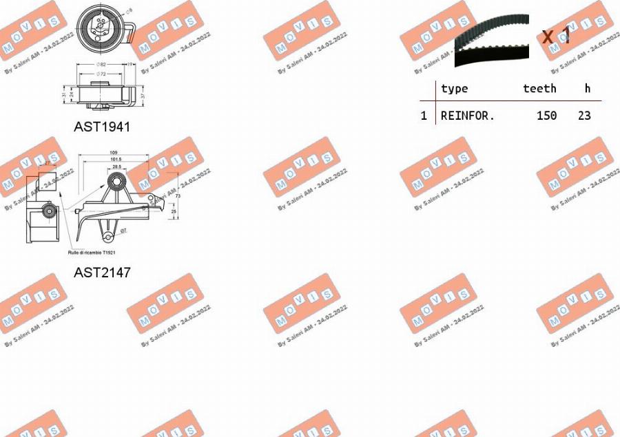 MOVIS ASTK1055 - Комплект ангренажен ремък vvparts.bg