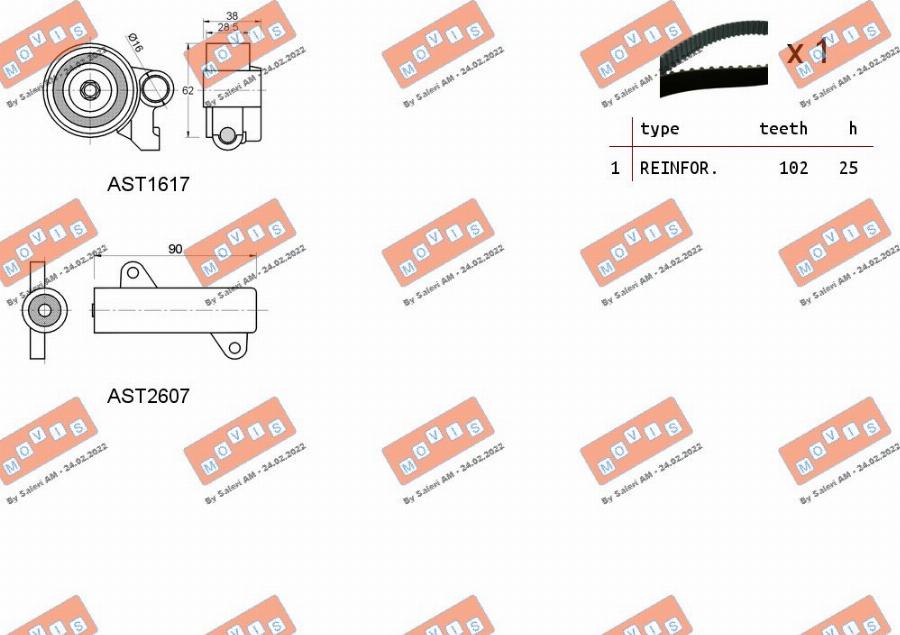 MOVIS ASTK1064C - Комплект ангренажен ремък vvparts.bg