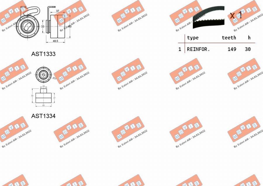 MOVIS ASTK1006 - Комплект ангренажен ремък vvparts.bg