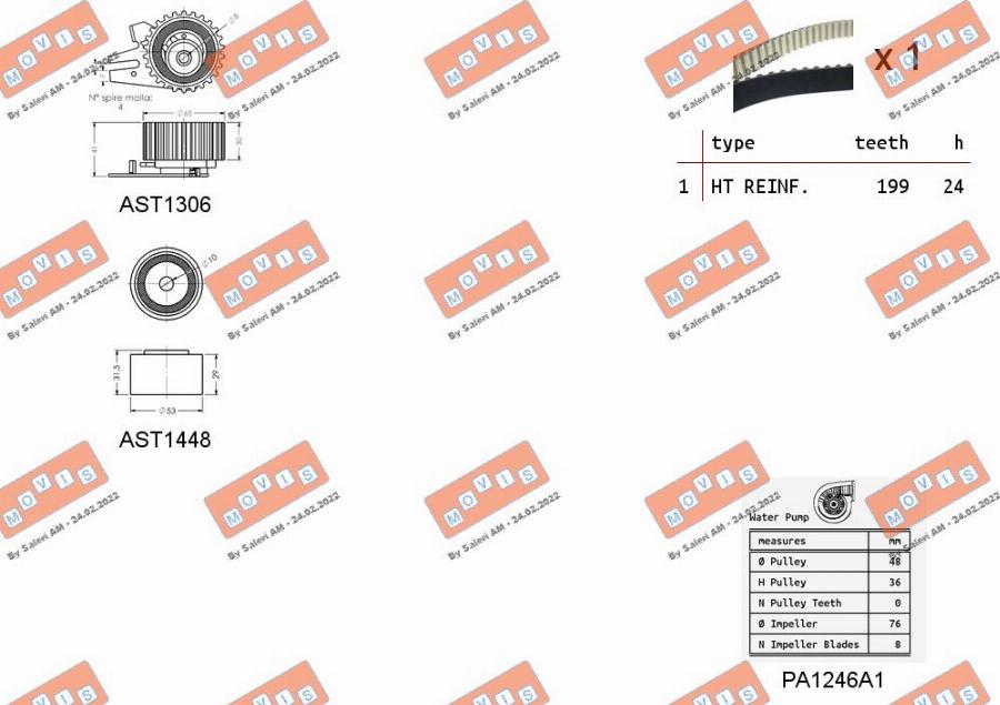 MOVIS ASTK1088PA - Водна помпа+ к-кт ангренажен ремък vvparts.bg