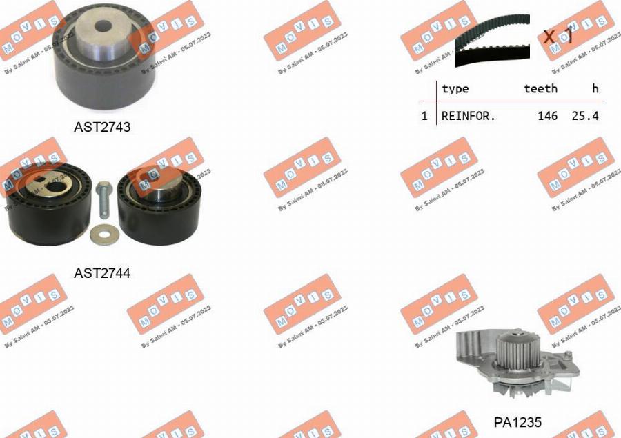 MOVIS ASTK1083PA - Водна помпа+ к-кт ангренажен ремък vvparts.bg