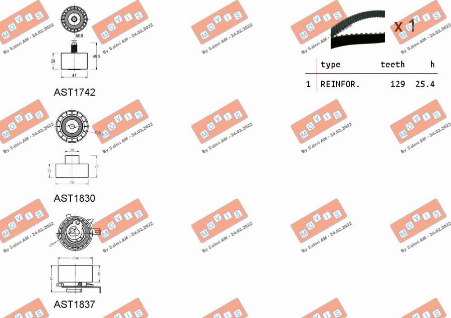 MOVIS ASTK1030 - Комплект ангренажен ремък vvparts.bg