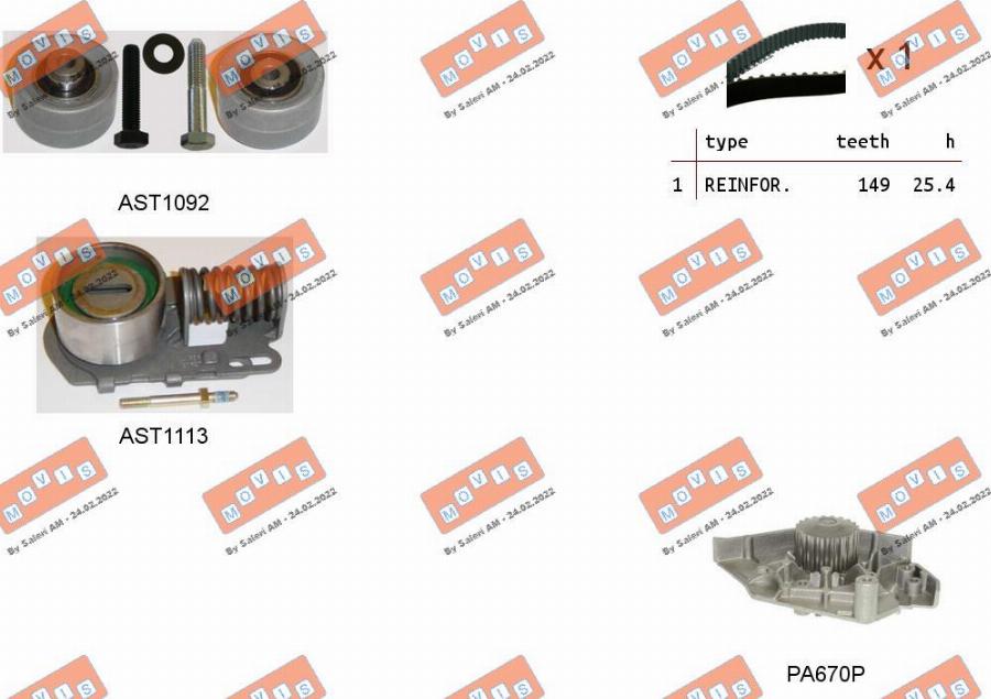 MOVIS ASTK1038PA - Водна помпа+ к-кт ангренажен ремък vvparts.bg