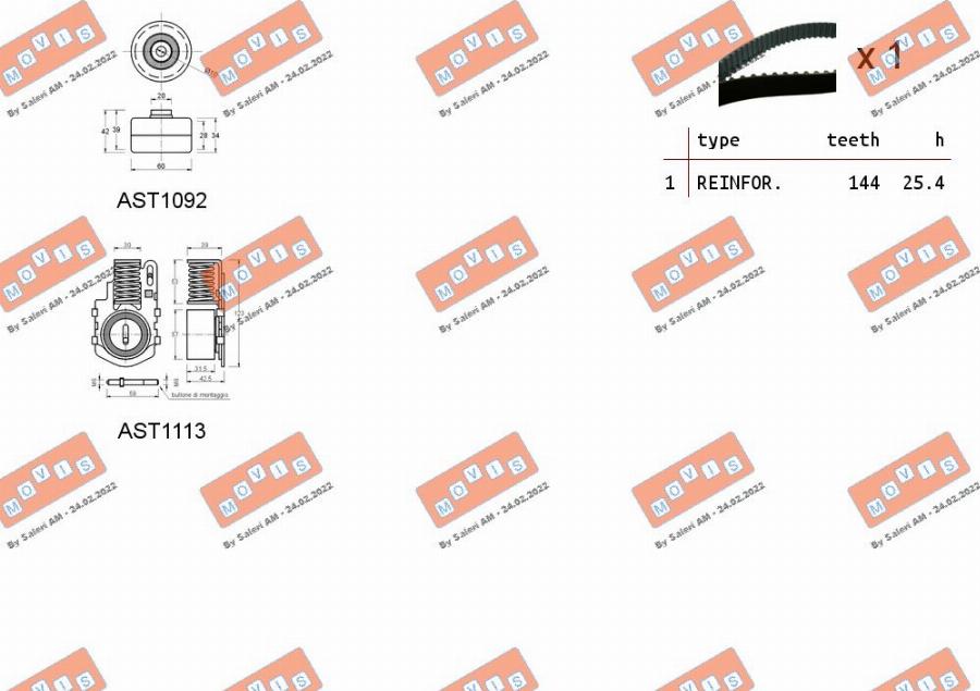 MOVIS ASTK1037 - Комплект ангренажен ремък vvparts.bg