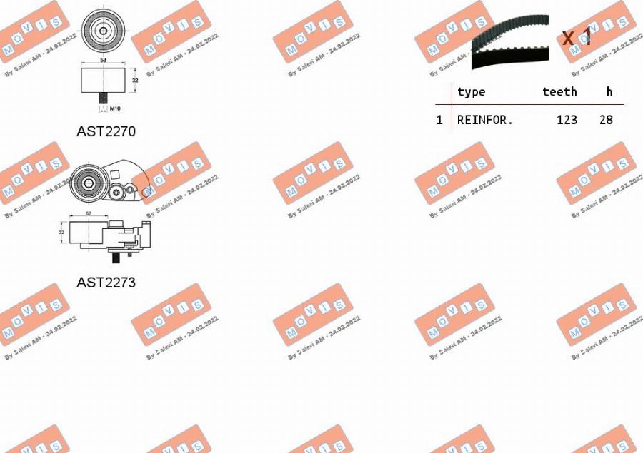 MOVIS ASTK1070 - Комплект ангренажен ремък vvparts.bg