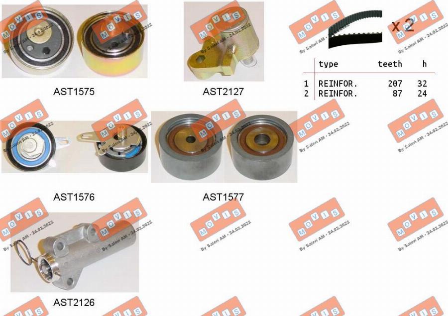 MOVIS ASTK1078C - Комплект ангренажен ремък vvparts.bg