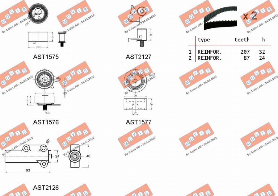 MOVIS ASTK1078C - Комплект ангренажен ремък vvparts.bg