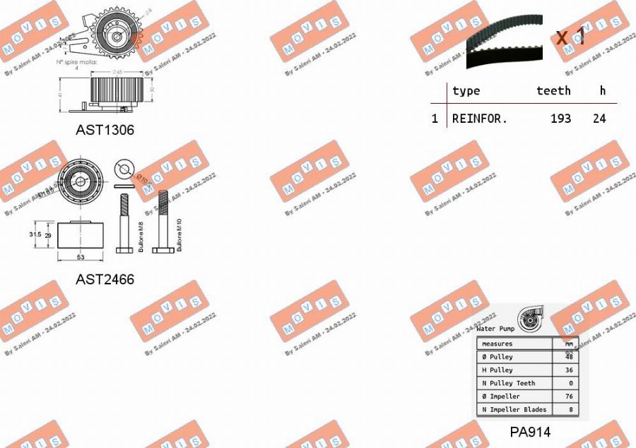 MOVIS ASTK1146PA - Водна помпа+ к-кт ангренажен ремък vvparts.bg