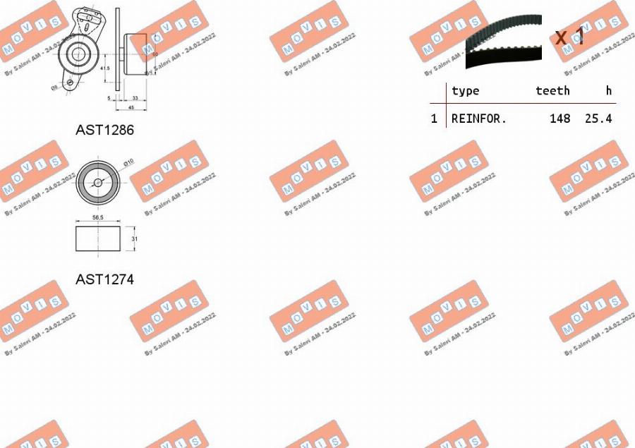 MOVIS ASTK1141 - Комплект ангренажен ремък vvparts.bg