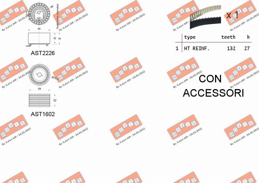 MOVIS ASTK1147 - Комплект ангренажен ремък vvparts.bg