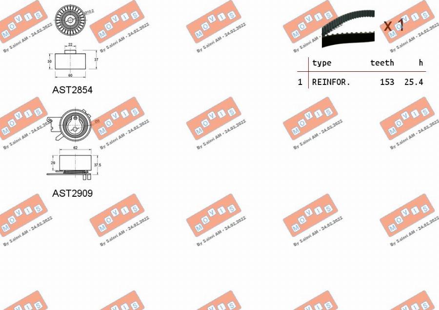 MOVIS ASTK1156 - Комплект ангренажен ремък vvparts.bg