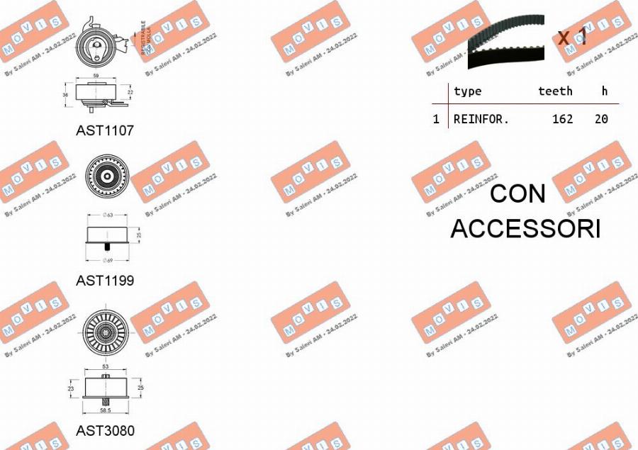 MOVIS ASTK1107 - Комплект ангренажен ремък vvparts.bg