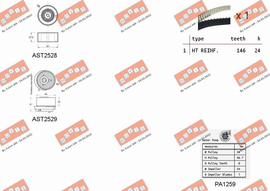 MOVIS ASTK1110PA - Водна помпа+ к-кт ангренажен ремък vvparts.bg