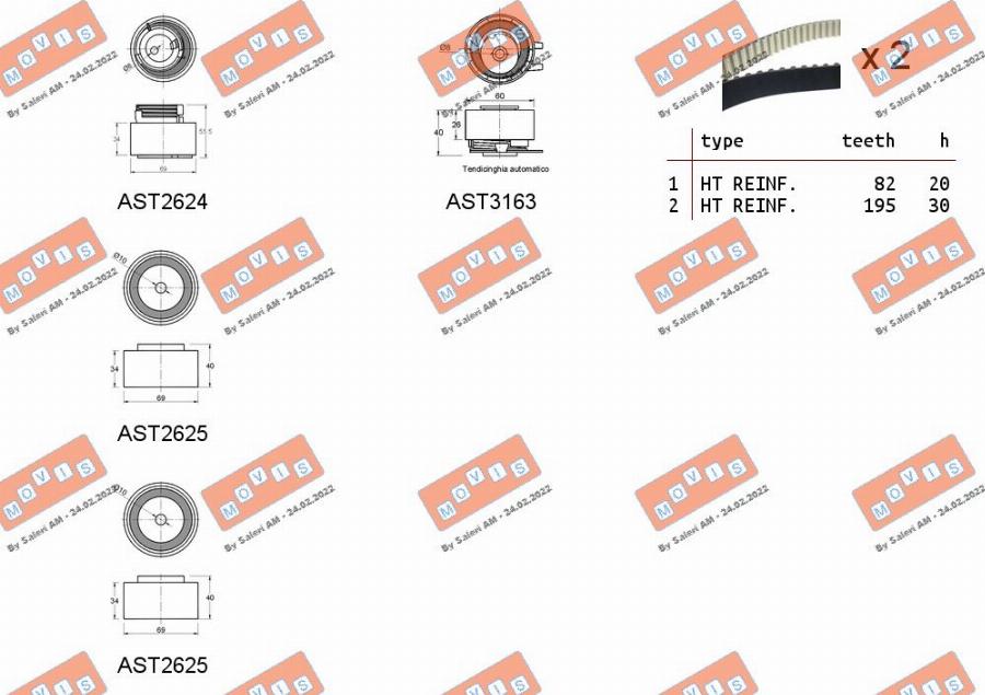 MOVIS ASTK1188 - Комплект ангренажен ремък vvparts.bg