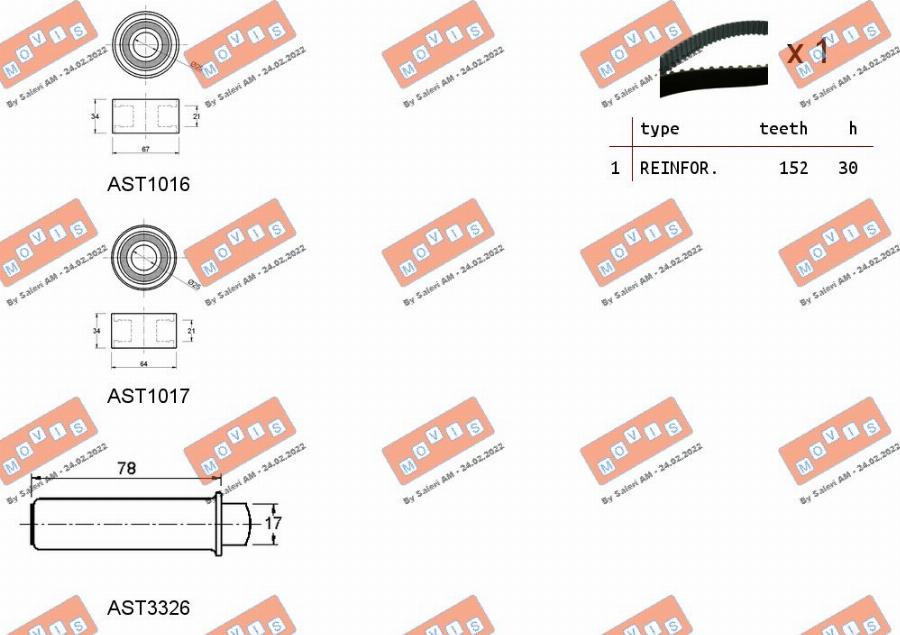 MOVIS ASTK1182 - Комплект ангренажен ремък vvparts.bg