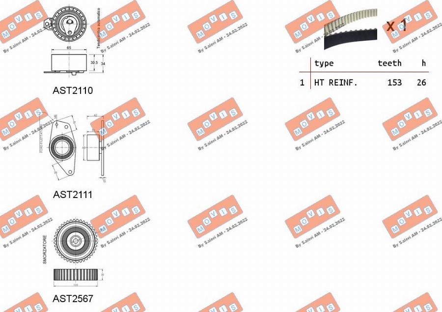 MOVIS ASTK1139 - Комплект ангренажен ремък vvparts.bg