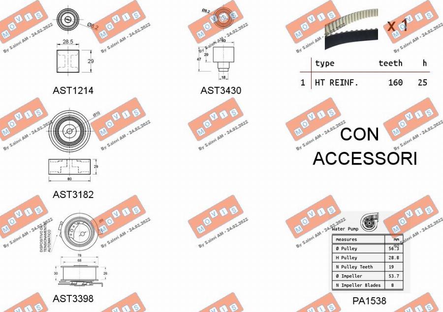 MOVIS ASTK1125PA - Водна помпа+ к-кт ангренажен ремък vvparts.bg