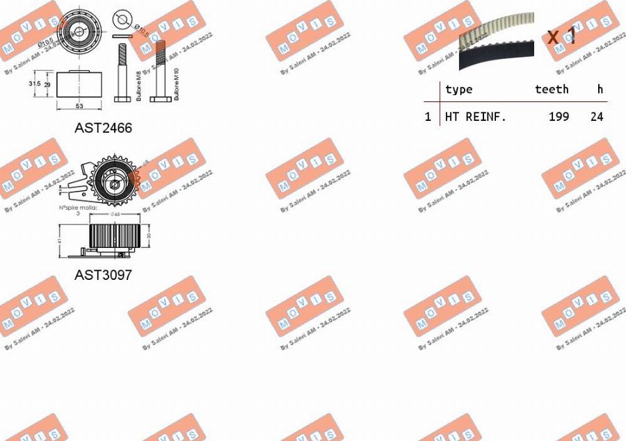 MOVIS ASTK1122 - Комплект ангренажен ремък vvparts.bg