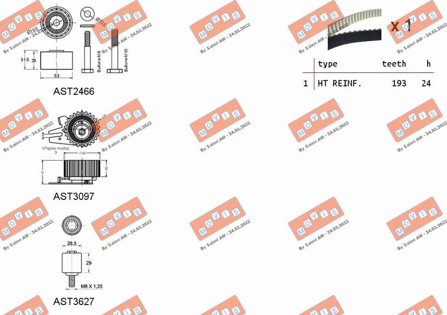 MOVIS ASTK1179 - Комплект ангренажен ремък vvparts.bg