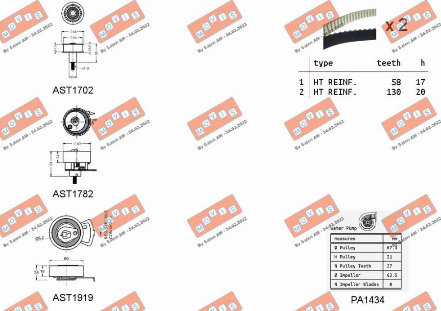 MOVIS ASTK1171PA - Водна помпа+ к-кт ангренажен ремък vvparts.bg