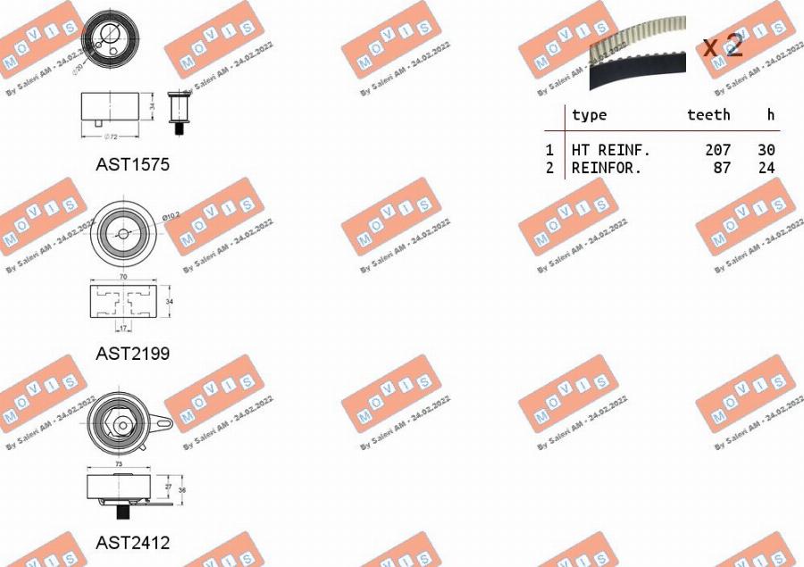 MOVIS ASTK1173 - Комплект ангренажен ремък vvparts.bg