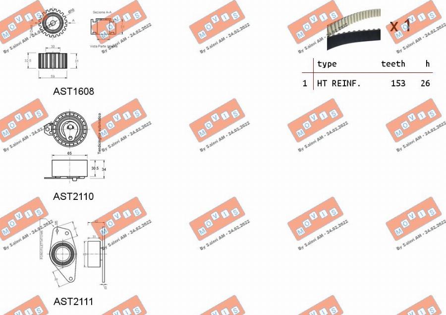 MOVIS ASTK1172 - Комплект ангренажен ремък vvparts.bg