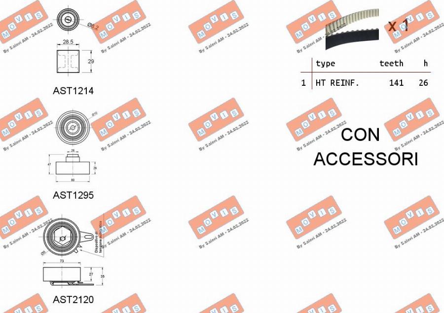MOVIS ASTK1294 - Комплект ангренажен ремък vvparts.bg