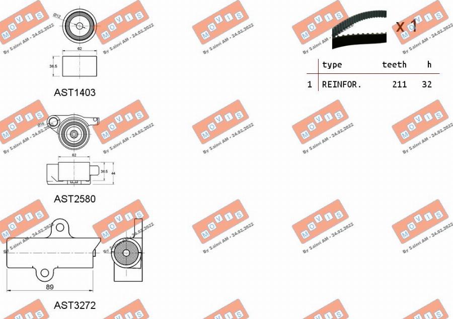 MOVIS ASTK1251 - Комплект ангренажен ремък vvparts.bg