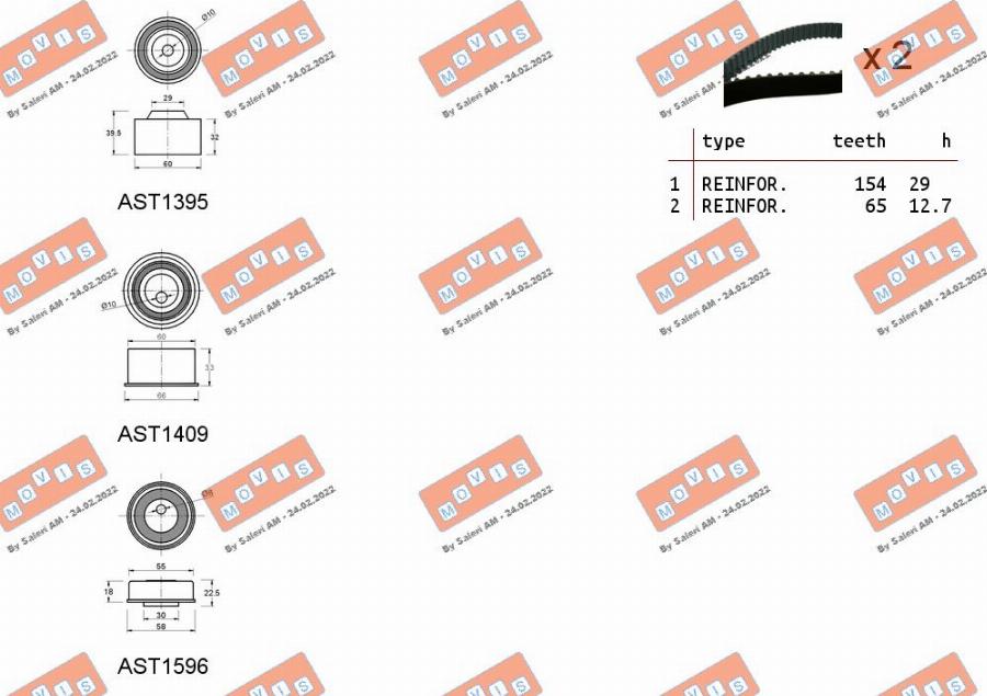 MOVIS ASTK1252 - Комплект ангренажен ремък vvparts.bg