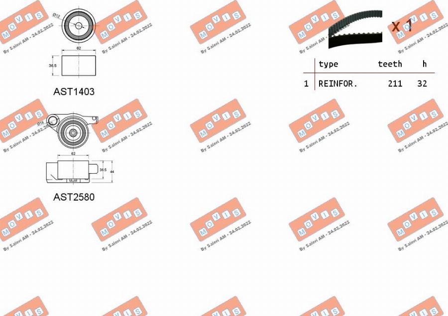 MOVIS ASTK1208 - Комплект ангренажен ремък vvparts.bg