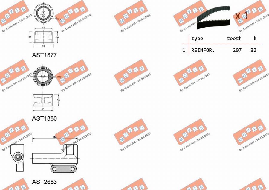 MOVIS ASTK1232 - Комплект ангренажен ремък vvparts.bg