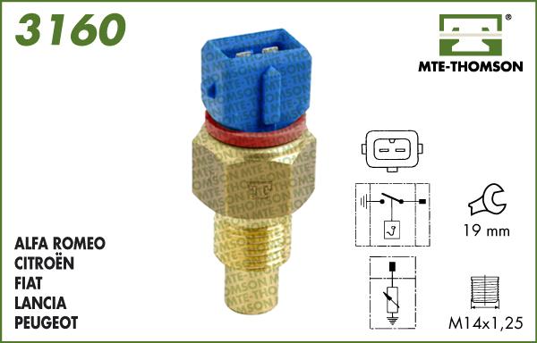 MTE-Thomson 3160 - Датчик, температура на охладителната течност vvparts.bg