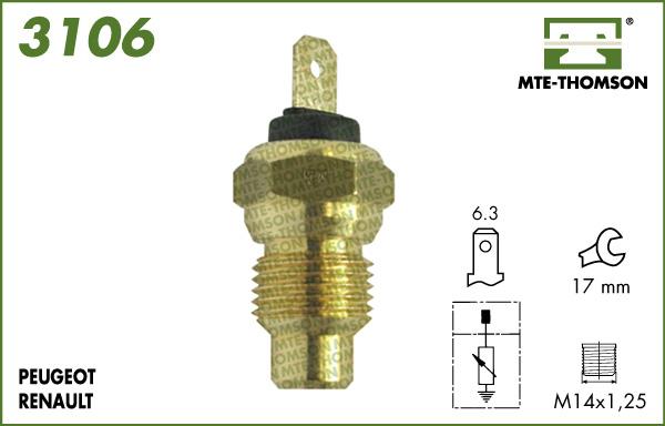 MTE-Thomson 3106 - Датчик, температура на охладителната течност vvparts.bg