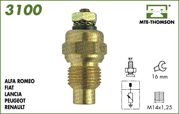 MTE-Thomson 3100 - Датчик, температура на охладителната течност vvparts.bg