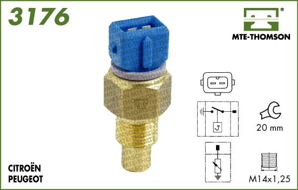 MTE-Thomson 3176 - Датчик, температура на охладителната течност vvparts.bg