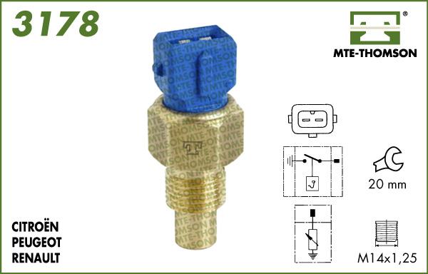 MTE-Thomson 3178.122 - Датчик, температура на охладителната течност vvparts.bg